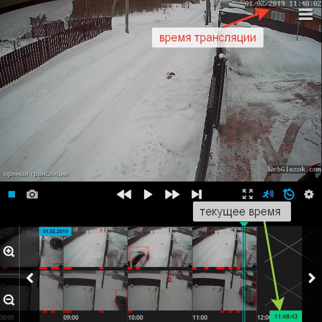 Отображение времени на прямой трансляции