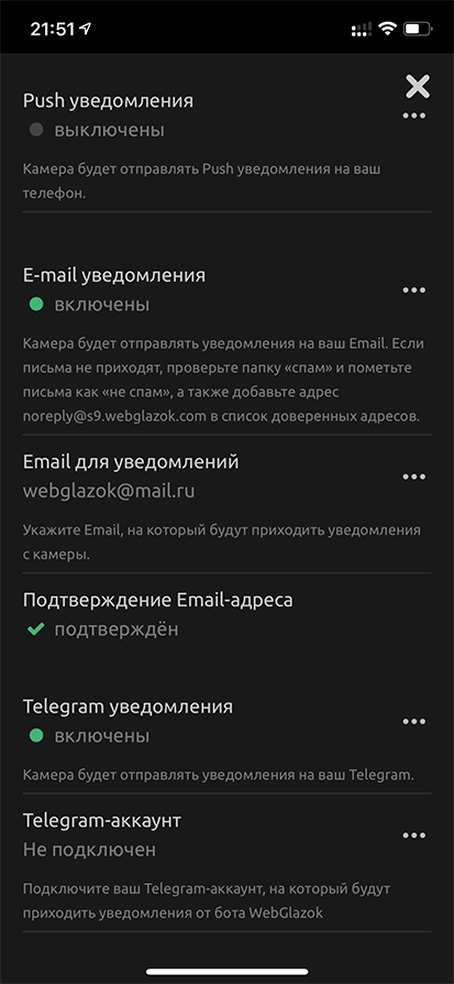 Включение Telegram-уведомлений