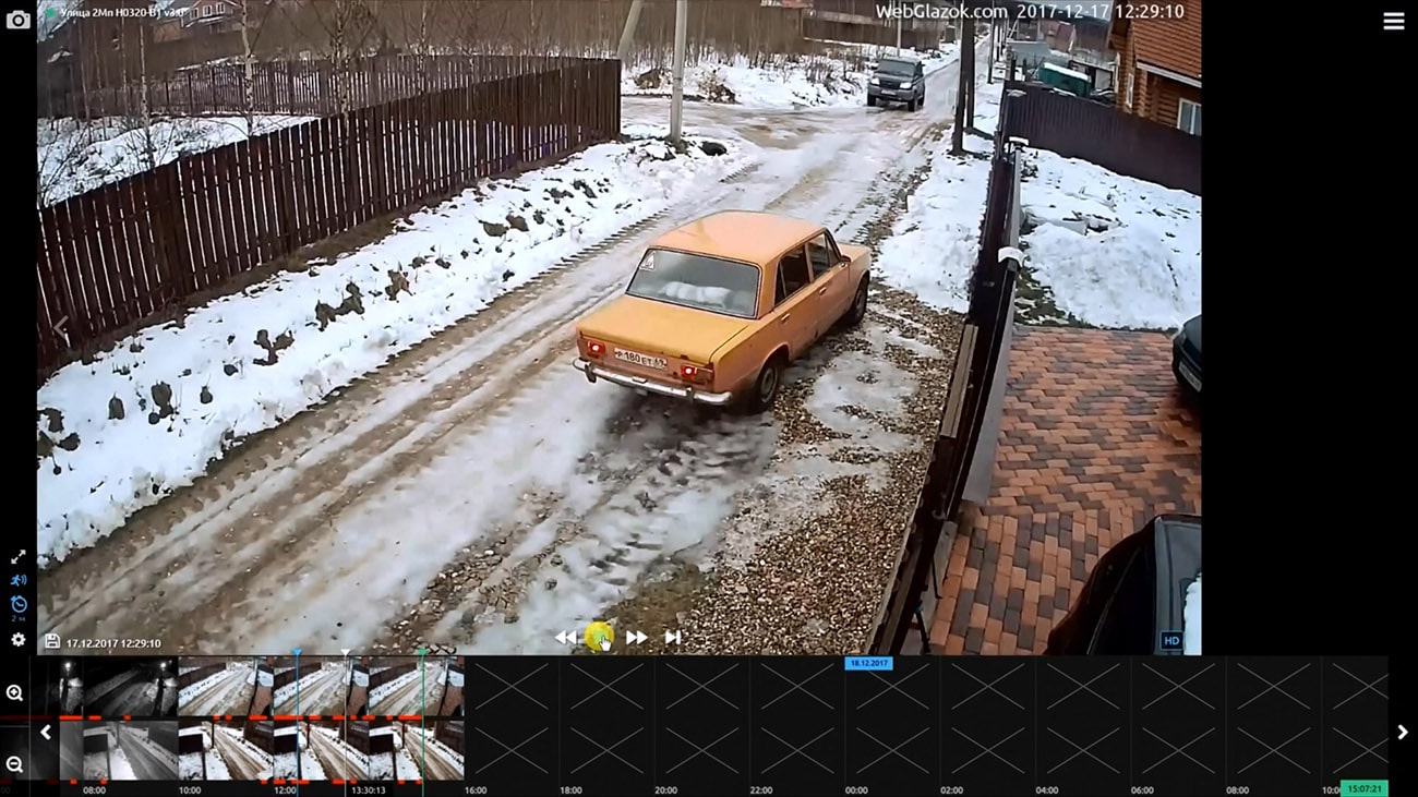 Личный кабинет системы видеонаблюдения WebGlazok - проигрывание видео