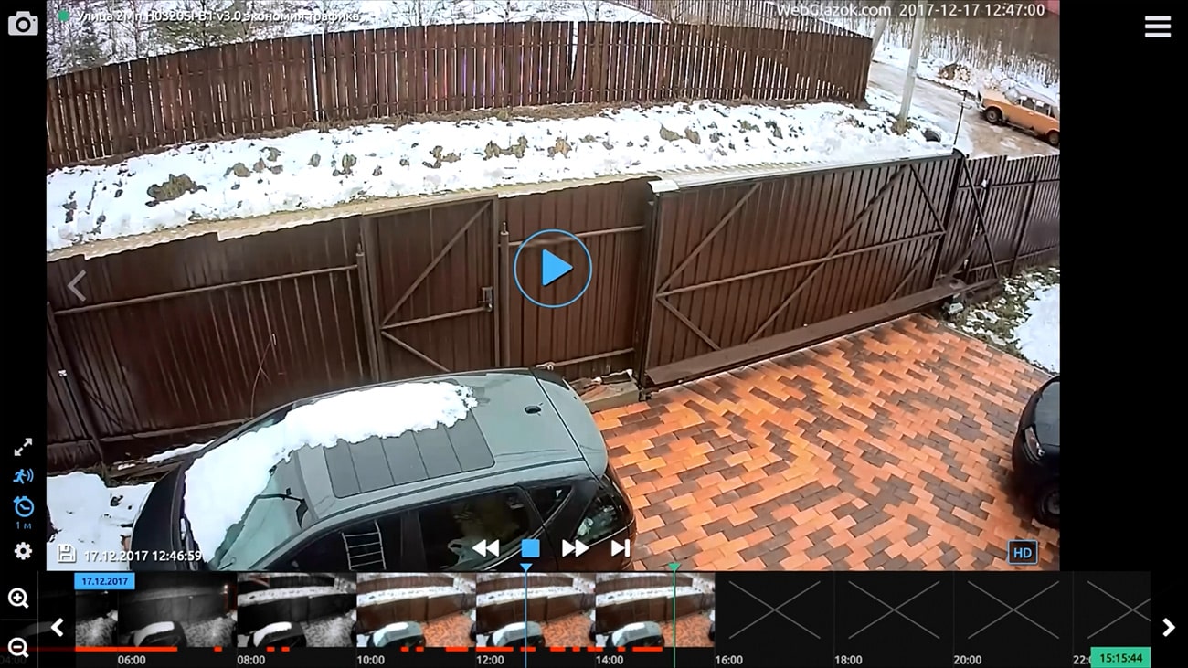 Личный кабинет системы видеонаблюдения WebGlazok - видео загружено и готово к проигрыванию